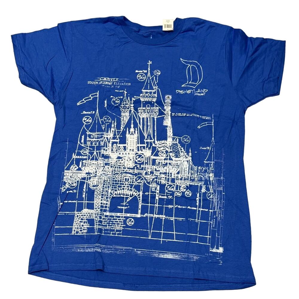 Disneyland Castle Blueprints large T-Shirt Disney Parks Design Blue